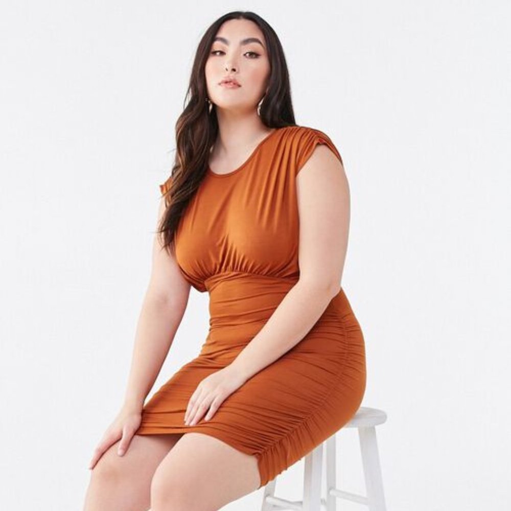 Forever 21 NWT Shirred Bodycon Dress 3X Copper